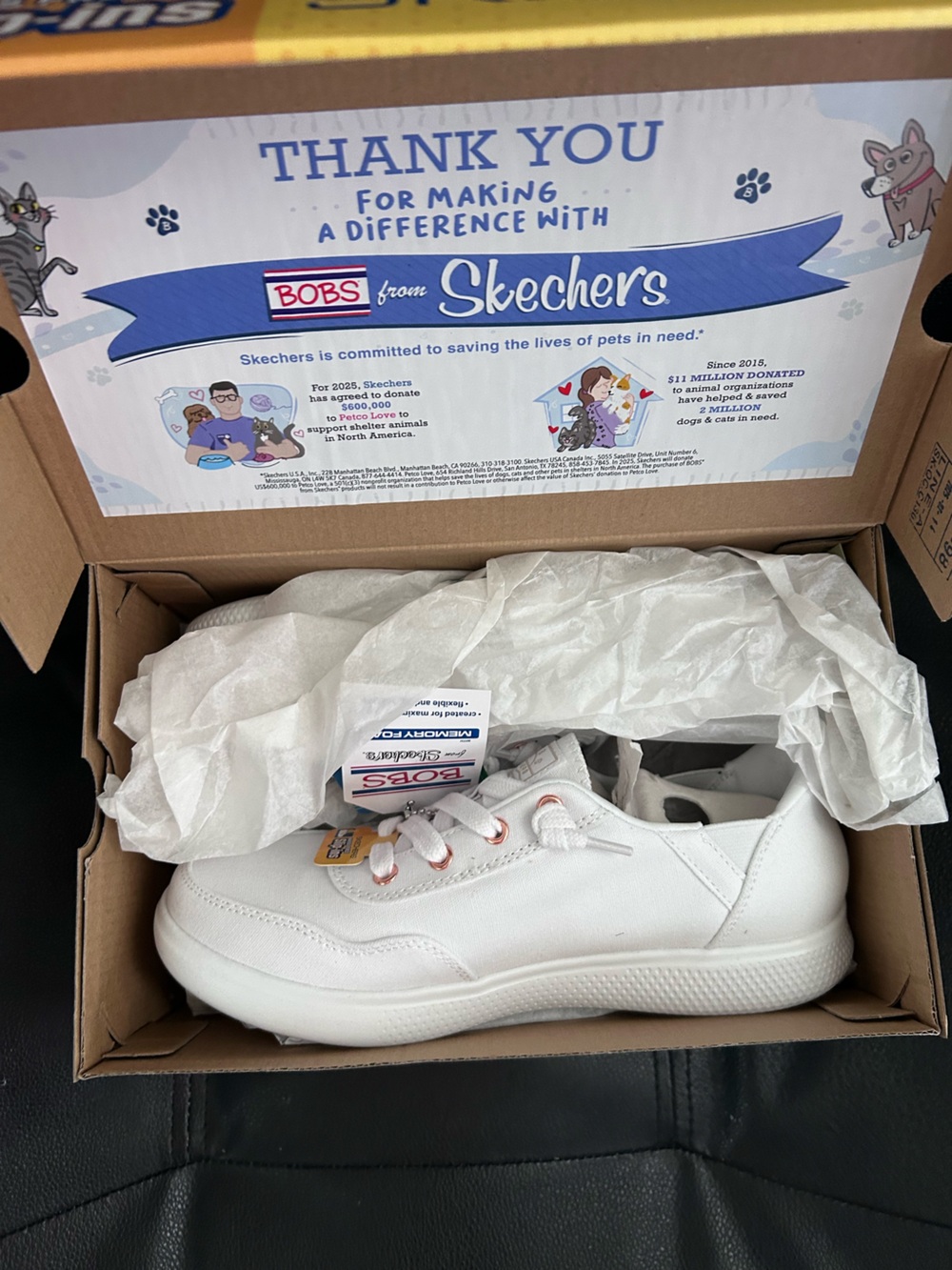Bobs Sketchers Slip Ins White Sneakers "Skip-Cute B Cute Sweet" Size 6.5 NIB